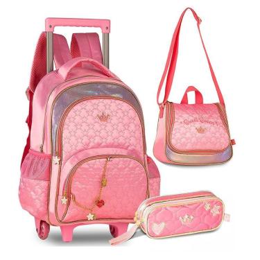 Imagem de Mochila Rodinhas + Lancheira + Estojo Sweet Queen Rosa