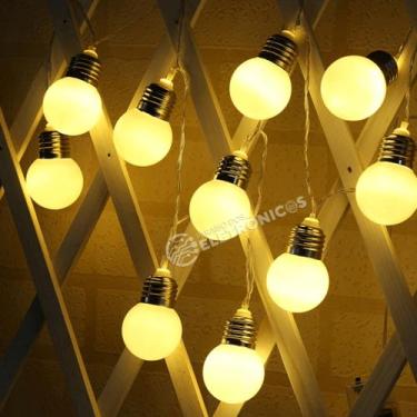 Imagem de Cordão De Lâmpadas 20 Leds Bolinhas Branco-morno Iluminação Decorativa