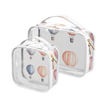 Imagem de xigua Balões de ar quente aquarela bolsa de maquiagem para mulheres, bolsa de cosméticos transparente de viagem, bolsa de higiene portátil à prova d'água para viagens, férias, organização de banheiro