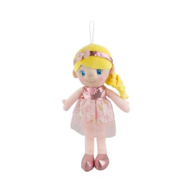 Imagem de Boneca De Pano Vestido Rosa Claro 39Cm Presentes Infantil