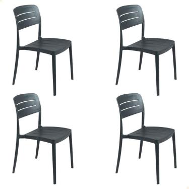 Imagem de Kit 4 Cadeira Tramontina Amélia Em Polipropileno Cor Grafite 92098007
