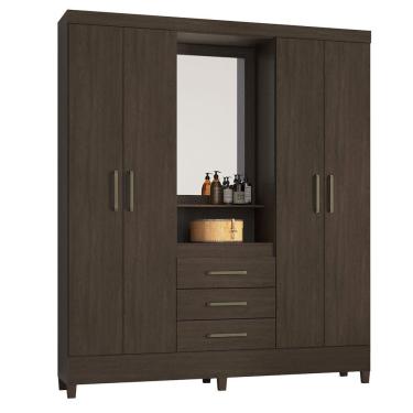 Imagem de Guarda Roupa Casal 4 Portas Com Pés E Espelho Capelinha