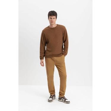 Imagem de Suéter Masculino Em Tricot Essendi Camel Médio-Masculino