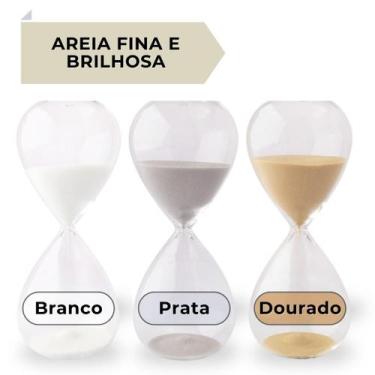 Imagem de Ampulheta Vidro 15 Minutos Areia Brilhosa e Colorida Cores Branco Prat