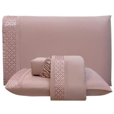 Imagem de Jogo De Lençol Queen Quadratto Bordado 300 Fios Rose - Casa Modelo Enx