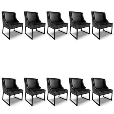 Imagem de Cadeira Sala de Jantar Industrial Preto kit 10 Liz Sint PU Preto D03 -