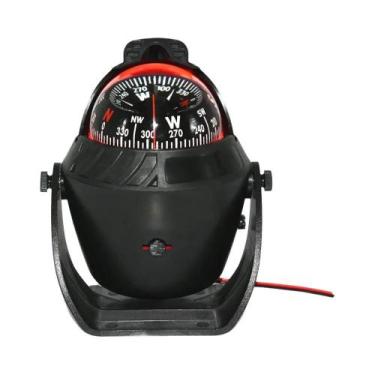 Imagem de Bússola Marinha À Prova d'Água Branca E Preta Com Luz LED Para Navegaç