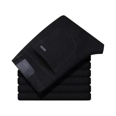 Imagem de Calças Jeans Masculinas Pretas De Algodão Stretch Para Negócios E Casu