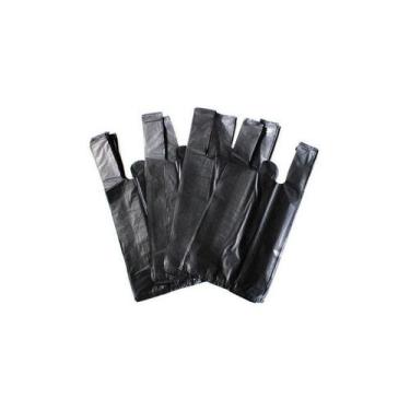 Imagem de Sacola Plástica Reciclada Alça Reforçada Preta 40x50 Com - Higipack