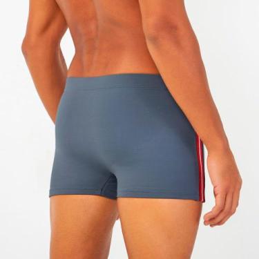 Imagem de Sunga Boxer Acquario 685.402 Masculina Listra Lateral FPS 50 Microfibr