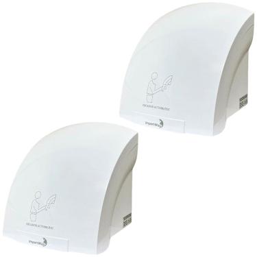 Imagem de 2 Secadores de Mãos Automático 12 m/s Elétrico 1500W Sensor Banheiro Branco 110V Importway