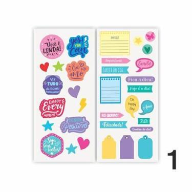 Imagem de Adesivos decorados para planner e cadernos - kit com 2 cartelas - no-b