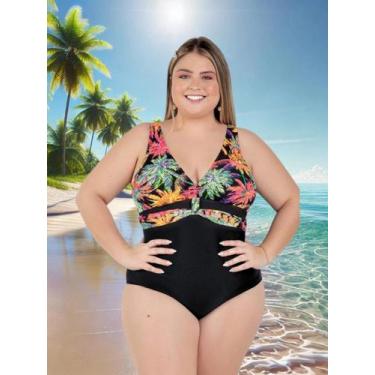 Imagem de Maiô Feminino Praia E Piscina Com Tira Frontal Decote Em V - Marguerit