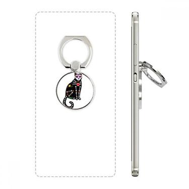 Imagem de Suporte de anel de telefone em formato de coração de osso de gato preto para atmosfera de terror