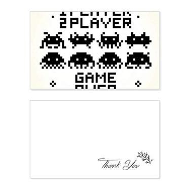 Imagem de Cartão de agradecimento de aniversário de aniversário com a frase Game Over Little Monster Pixel