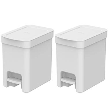 Imagem de Kit 2 Lixeiras de Pedal com Aro Interno 6 Litros para Banheiro Polipropileno Trium Branco