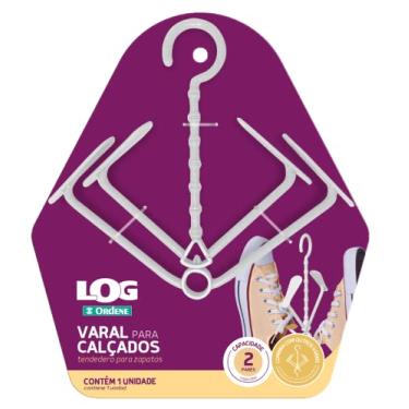 Imagem de Ordene - Varal para Calçados com Ganchos para 2 Pares, Cor Branca, Linha Log
