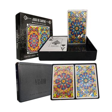 Imagem de Baralho Jogo de Cartas Profissional Buraco Truco Poker Plastificado com Naipes Grandes em Estojo Exclusivo