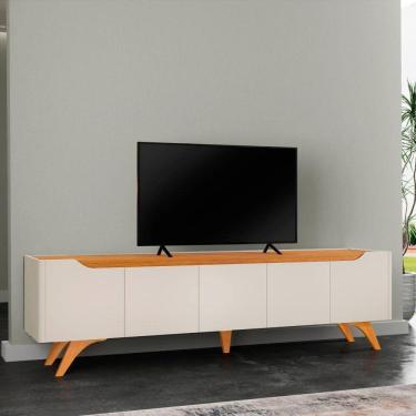 Imagem de Rack Grecia Para Tv Até 75 Polegadas 4 Portas 1 Gaveta Cor:naturalle/off