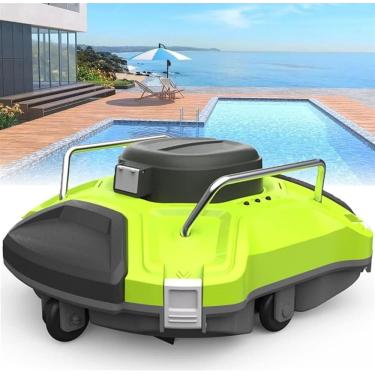 Imagem de Limpador automático de piscina sem fio, robô limpador de piscina, profundidade de rota de planejamento automático, tempo de execução de 90 minutos, ideal para superfícies de piscina de até 640 pés qua
