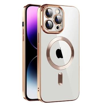 Imagem de Capa Capinha Protetora de Silicone com Proteção na Lente da Câmera Compatível com Magsafe para o iPhone 16 Plus - Tela 6.7 Cor: Dourado