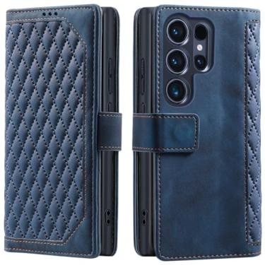 Imagem de KUXNGUYI Capa carteira para Samsung Galaxy S24 Ultra 5G, com compartimento para cartão e suporte, flip à prova de choque couro PU magnética protetora completa S 24 24Ultra S24Ultra (azul, Galaxy S24