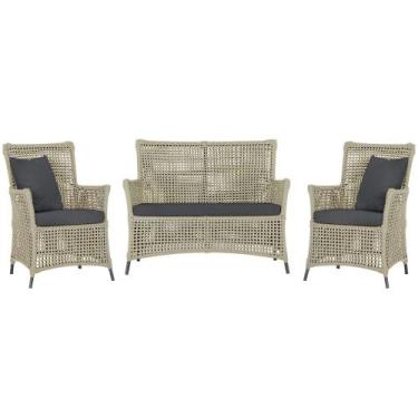 Imagem de Jogo Sofá e 2 Poltronas de Área Igapó Alumínio Pintura Preta Corda Náu