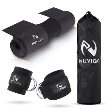 Imagem de Barbell Pad & 2 Ankle Straps for Cable Machine - Gym Accessories for Women and Men - Perfect for Cable Kickbacks, Leg Extensions, Hip Thrusts & Squats - Workout Attachments for Home and Gym - Includes Carry Bag