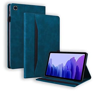 Imagem de Linbol Capa para Samsung Galaxy Tab A7 26.4 cm 2020 Folio Stand Case SM-T500/T505 PU couro carteira executiva capa proectiva com suporte para cartão vários ângulos de visão, azul pavão