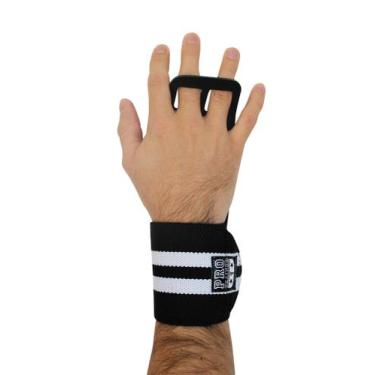 Imagem de Grip com munhequeira Preto com Branco Protetor Mão - Pro Trainer, M
