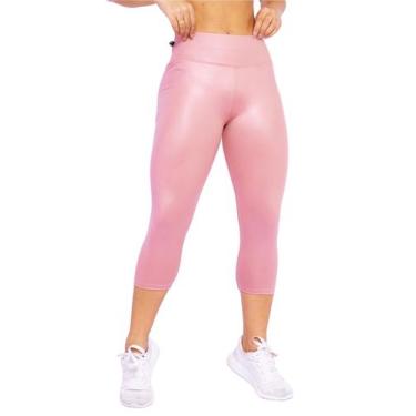 Imagem de Calça Corsario Cirrê Brilho Molhado material sintético Cós Alto Confor