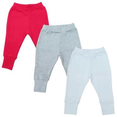 Imagem de Calças Mijão Bebê Algodão Kit C/3 - Mellane Baby, Vermelho, Cinza, Bra