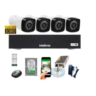 Imagem de Kit Cftv 4 Câmeras Full Hd 1080p 2mp Dvr Intelbras Mhdx 1104