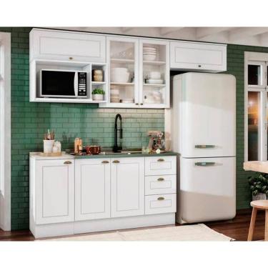 Imagem de Kit de Cozinha Completa 7 Peças Americana (4Aéreos+2Balcões+1Complemento) s/Pia CZ141 Branco - Henn