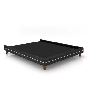 Imagem de Cama Avulsa para Colchão Casal Torres Pés em Madeira Linho Chumbo G91 