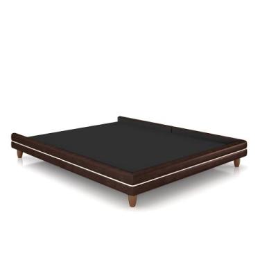 Imagem de Cama Avulsa para Colchão Casal Torres Pés em Madeira PU Marrom G91 - G