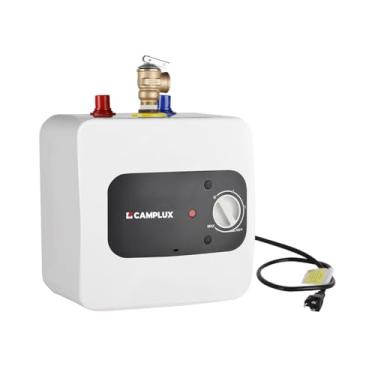 Imagem de CAMPLUX ENJOY OUTDOOR LIFE Aquecedor de Água Elétrico Camplux Mini Tank 1,3 Galões Aquecedores de Água Quente 120V, Aquecedor de Água Sob A Pia com Plugue de Cabo 1,44Kw