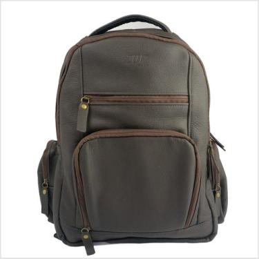 Imagem de Mochila Bolsa De Couro Legitimo Preto Marrom Unissex Grande Notebook A
