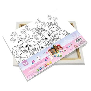 Imagem de Tela de Pintura c Guache 6 Cores Sortidas e Pincel Princesas - DAC