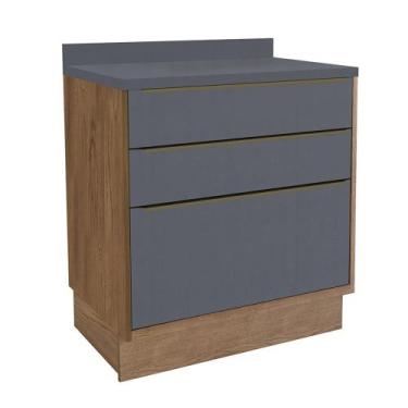 Imagem de Balcão de Cozinha Pequeno Herval Ten, 100% MDF com 3 Gavetas 80 cm