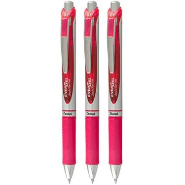 Imagem de Pentel EnerGel XM BL77 - Caneta de tinta de gel líquido retrátil - 0,7 mm - 54% reciclada - rosa - pacote com 3