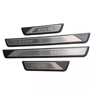 Imagem de 4 Peças Guarnição de Soleira de Porta de Carro para Honda Civic 11th Sedan and Hatchback 2022-2025, Protetor de soleira de porta de carro soleira de porta protetor de entrada guarnição