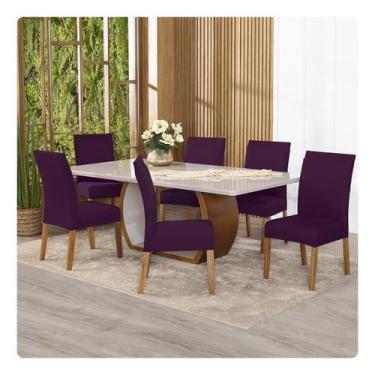 Imagem de Kit Capa Para Cadeiras 6 Unidades Malha Gel - Lenharo Enxovais, ROXO
