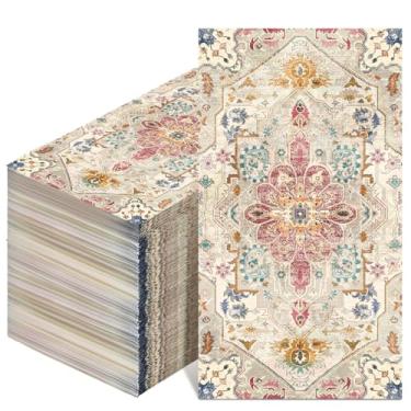 Imagem de Yeaqee 100 guardanapos boho toalhas de papel para convidados 2 camadas guardanapos decorativos de banheiro toalha de mão descartável para jantar de festa na cozinha (multicolorido)