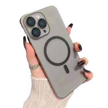Imagem de Capa Magneric estilosa compatível com iPhone 13 Pro capa protetora de silicone durável com carregamento sem fio para iPhone 16promax 14pro 15 capas fáceis de instalar (para iPhone 11, cinza)