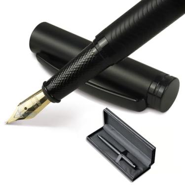 Imagem de YUNCHUN Conjunto de canetas-tinteiro de metal com ponta média, canetas de tinta recarregáveis com 5 tintas pretas e 5 azuis, Pluma Estilográfica para escrever, melhor caixa de presente para homens e