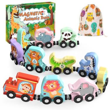 Imagem de Conjunto Magnético de Trem de Animais de Madeira Zeoddler - Brinquedo 