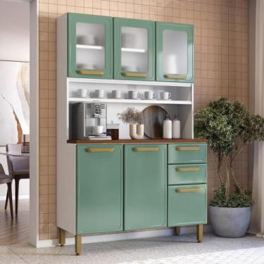 Imagem de Cozinha Compacta de Aço 6 Portas 3 Vid 2 Gav Bella Bertolini, Verde/Br