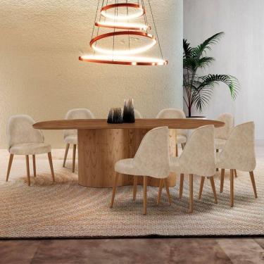 Imagem de Mesa De Jantar Suiça 220cm Madeira Tampo Laminado Orgânico Milano / Imbuia Nat.