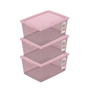 Imagem de Kit Caixa Organizadora 30l My Closet Rosé 3 Unidades